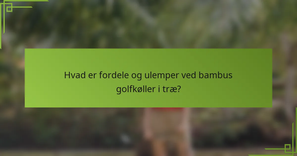 Hvad er fordele og ulemper ved bambus golfkøller i træ?