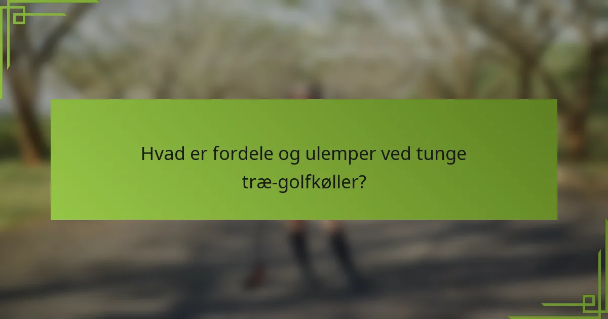Hvad er fordele og ulemper ved tunge træ-golfkøller?