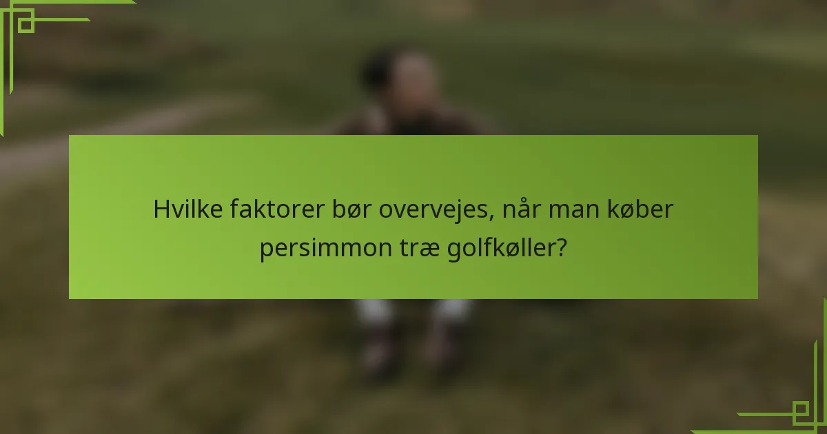 Hvilke faktorer bør overvejes, når man køber persimmon træ golfkøller?