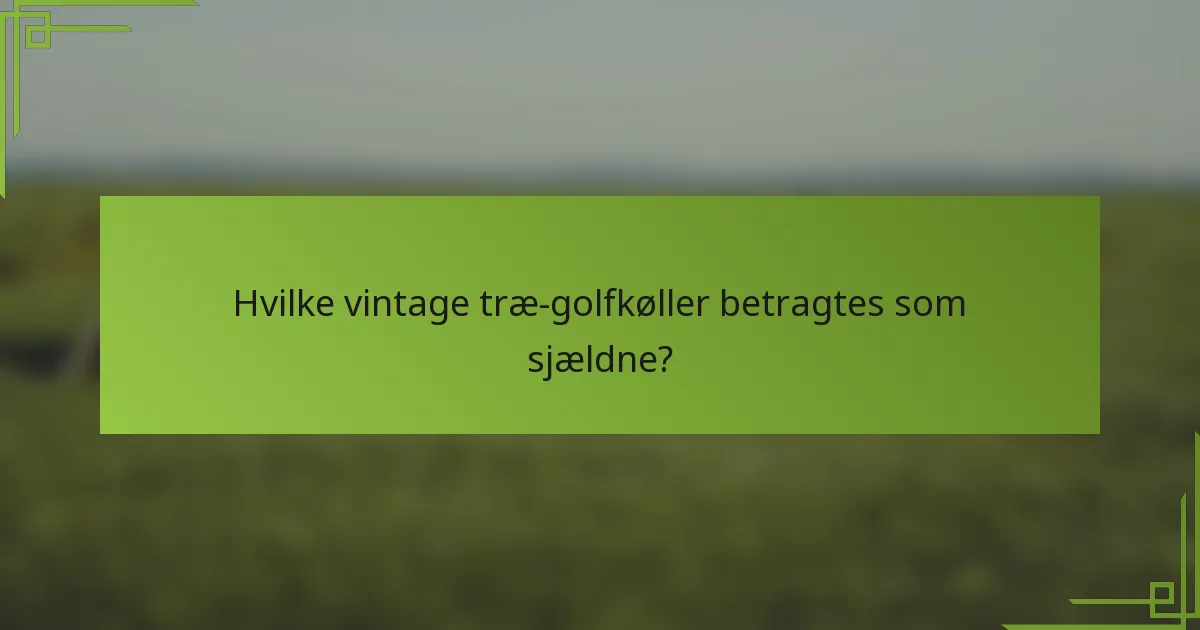 Hvilke vintage træ-golfkøller betragtes som sjældne?