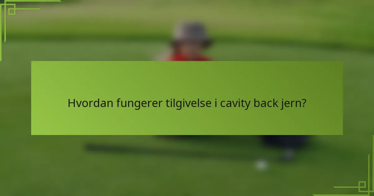 Hvordan fungerer tilgivelse i cavity back jern?
