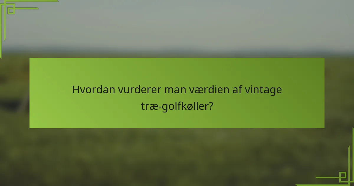 Hvordan vurderer man værdien af vintage træ-golfkøller?